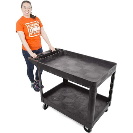 Original Tubstr Extra Large - Shelf Utility Cart- Heavy Duty & Huge! - Supports up to 500 lbs! - Tub Carts w/Deep Shelves - Great for Warehouse, Garage, Cleaning, More! (2 Shelf XL- Black 45x25)