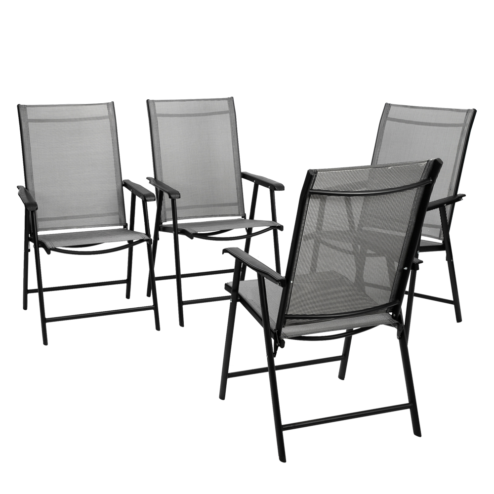 Clearance! 4-Pack Patio Dining Chairs, Portable Folding Chair with Armrests and Metal Frame, Outdoor Chairs for Camping, Beach, Garden, Pool, Backyard, Deck, Outdoor Patio Furniture, Gray, W12400 - image 5 of 10