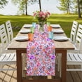 thumbnail image 4 of Spring Floral Table Runner, Retro Watercolor Flowers Leaves Plants Purple Cotton Linen Table Runners 120 Inches Long, Dresser Scarf Runner for Dining/Living Room/Kitchen/Square Tables 13''x120'', 4 of 9