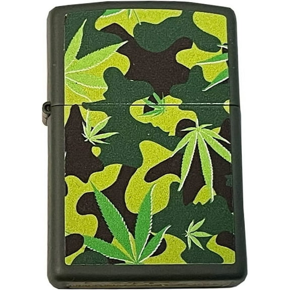 Zippo Lighter-Greenleaf Camo Green Matte Windproof Lighter #Z5502