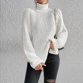 thumbnail image 2 of Oversized Winter Sweater Women High Neck Polyester Knit Top Thick Pullover Long Sleeves Cable Weaving Casual Loose Fit, 2 of 7