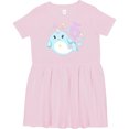 thumbnail image 3 of Inktastic Happy 5th Birthday with Cute Narwhal Stars and Bubbles Girls Toddler Dress, 3 of 5