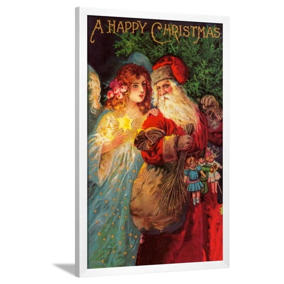 Happy Christmas, Framed Art Print Wall Art by Vintage Apple Collection Sold by Art.Com