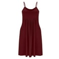 thumbnail image 5 of Taqqpue Womens Plus Size Dresses Casual Loose Solid Color Spaghetti Strap Sleeveless Dress Cotton Linen V Neck Sundress Knee Length Beach Tunic Midi Dress, 5 of 6