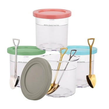 ICERUN 4Pcs Ice Cream Containers,Plastic Containers with Lids,Perfect Ice Cream Bowls for Homemade Treats