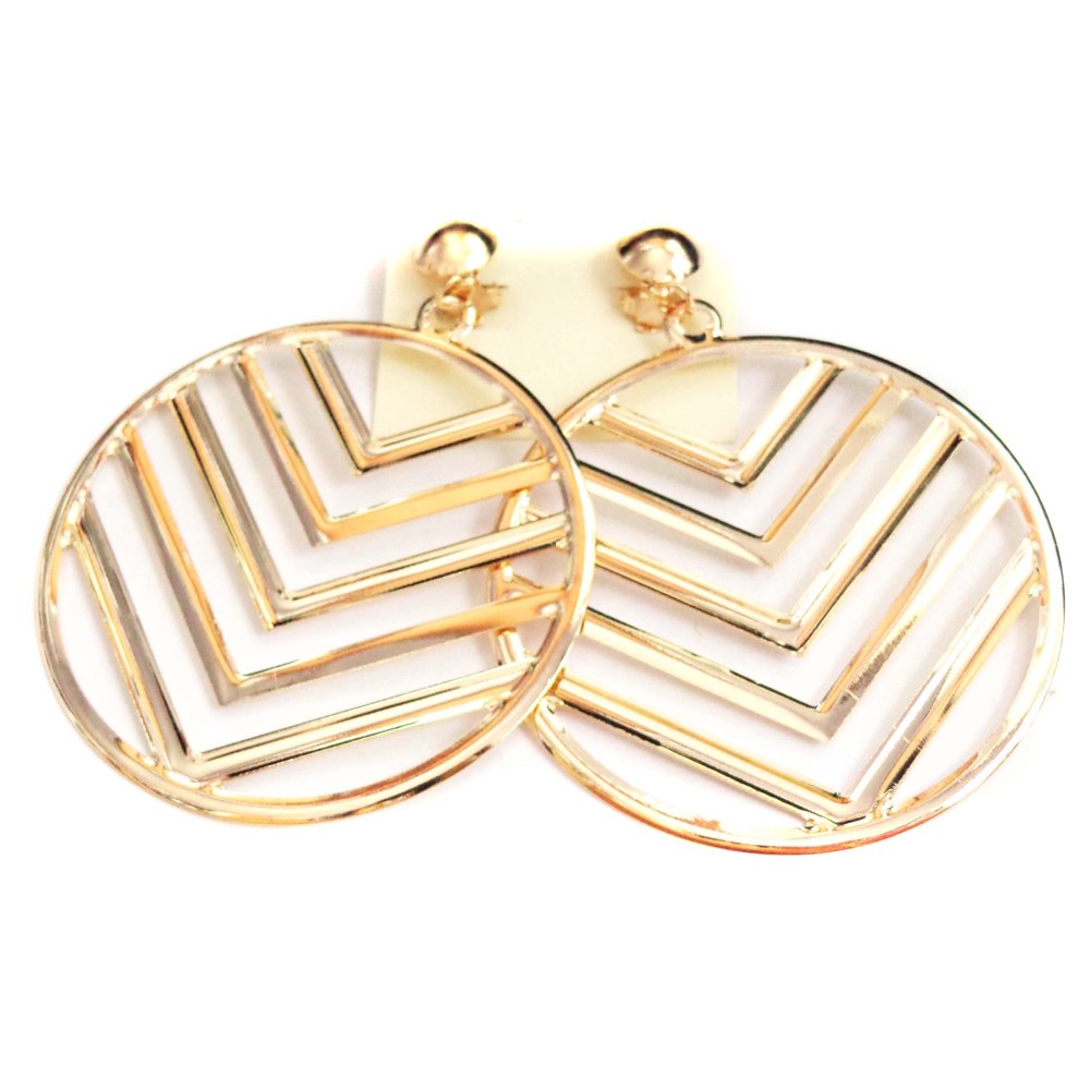 Fashion Jewelry - Clip-on Hoop Earrings Geometric Drop Hoop Gold Tone 3