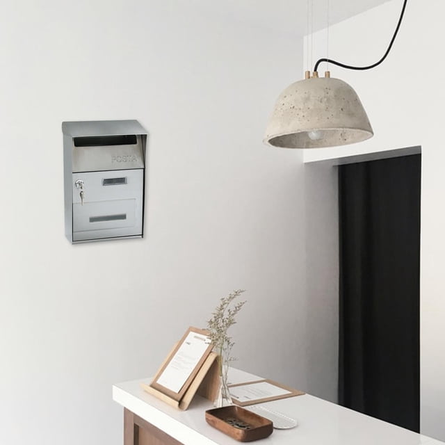 Buzón de para poste de pared segura y 2 llaves para jardín - Plata Colco buzón de pared