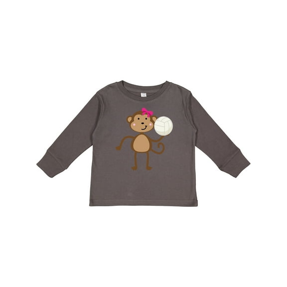 Inktastic Cute Volleyball Girl Monkey Girls Long Sleeve Toddler T-Shirt