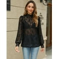 thumbnail image 6 of Zeagoo Lace Long Sleeve Top Womens Puffy Sleeve Dressy Casual Shirts Sexy Going Out Outfits Date Night Blouses, 6 of 8