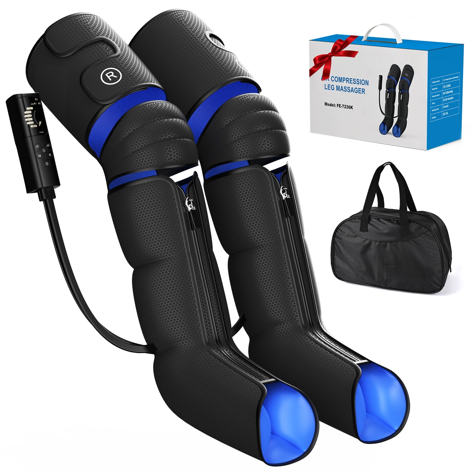 HLTHZONE Leg Massager with Heat & Compression for Circulation & Pain Relief, Gifts for Mom Dad Men Women, Full Leg & Foot for Swelling, 6 Modes 9 Intensities 3 Heat, Easy Use LCD Display