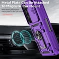 thumbnail image 4 of Phone Case for Samsung Z Fold 6 Case with Ring Holder Camera Lens Protector Slide Cover Black Shockproof Samsung Galaxy Z Fold 6 Case Rugged Heavy Duty with Pen Slot (Purple), 4 of 16