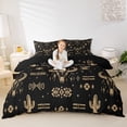 thumbnail image 3 of Erosebridal Black Brown Aztec Queen Duvet Cover Set,Tribal Symbol Mysterious Aztec Bedding For Adults 3 Pieces,No Comforter,Reversible, 3 of 6