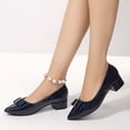 thumbnail image 3 of Rexoro Women Pointed Toe Pumps Bow Decor Slip On Low Chunky Heel Womens Shoes for Office Work Wedding Daily Wear, 3 of 7