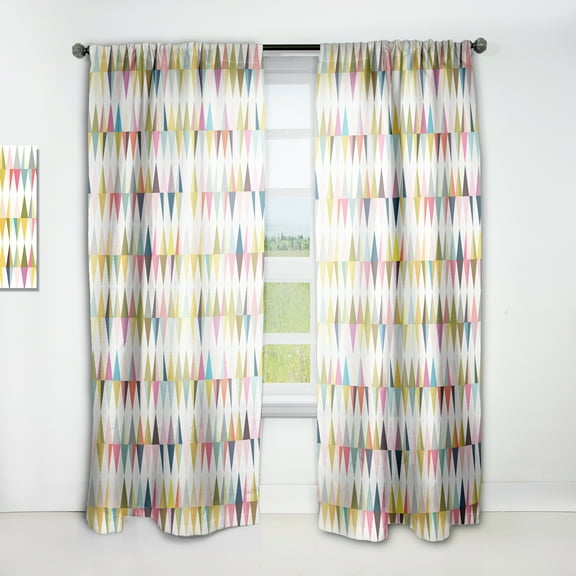 Designart 'Diamond Retro Pattern XI' Mid-Century Modern Curtain Panel