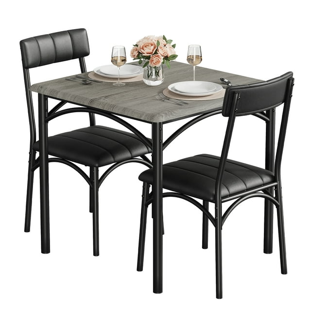 Yesfashion 3 Piece Dining Table Set, Kitchen Table and Chairs for 2 ...