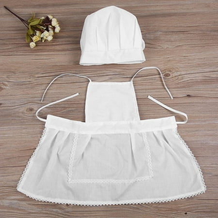 

Tebru Baby Photograph Cloth Kids Photography Newborn 100Day White Little Baby Cook Photograph Cloth with Hat Set Baby Cook Photograph Cloth
