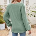 thumbnail image 6 of Scyoekwg Casual Tops for Women V-Neck Ring Hole Eyelet Tops Solid Color Fall Tops Trendy Loose Lightweight Long Sleeve T Shirts Pullover (Green,S), 6 of 6