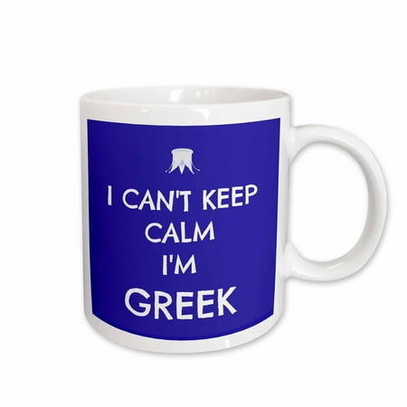 

3dRose I cant keep calm Im Greek blue and white Ceramic Mug 11-ounce