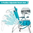 thumbnail image 5 of Tcbosik Foldable Beach Chair for Adults, Outdoor Camping Chair with 5-Position Adjustable Back, Portable Backpack Chair w/Side Storage, Towel Bar and Cooler Pouch for Lawn, Sand, Backyard, Mint Green, 5 of 10