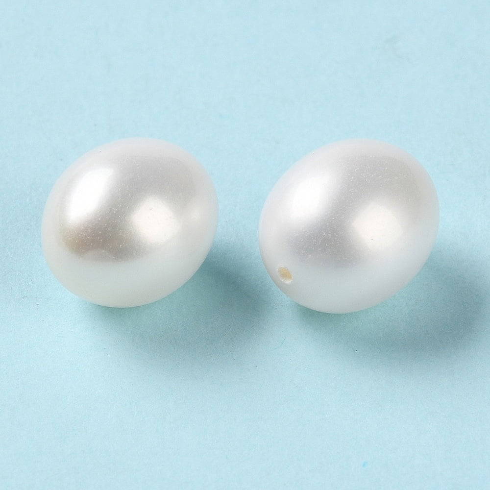 3 pc Natural Cultured Freshwater Pearl Beads Half Drilled Rice WhiteSmoke 10~13x9.5~10.5mm Hole: 0.9mm