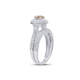 thumbnail image 3 of 14kt White Gold Womens Round Brown Diamond Bridal Wedding Ring Band Set 1-1/4 Cttw, 3 of 3