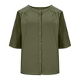 thumbnail image 5 of MSJUHEG Linen Blouse Women's Blouses & Button-down Shirts Women's Tunics Casual Loose Fit Tops Tunic Top Loose Solid Color Casual Shirts Womens Clothing Green S, 5 of 6