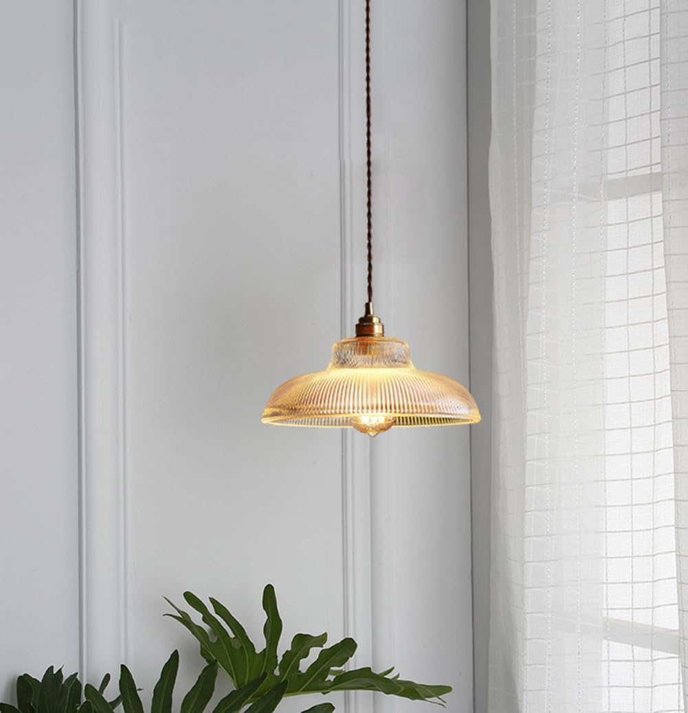 Rustic Amber Glass Pendant Lighting for Dining Room, Modern Farmhouse Pendant Lamp, Retro American Style Pendant Light Fixture, Vintage Simple Pendant Light for Kitchen Island Over Table