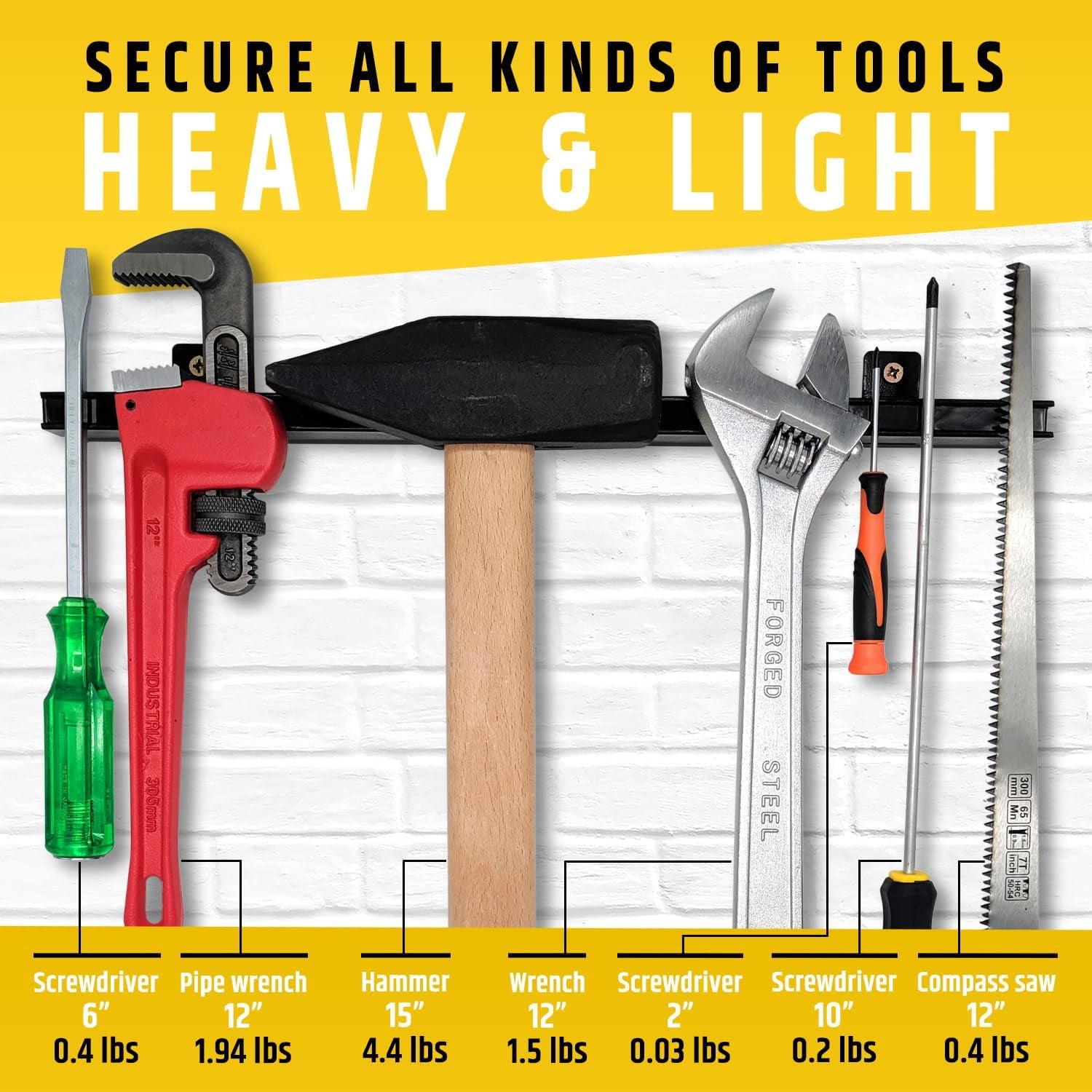HMMAGNETS 17" Heavy-Duty Magnetic Tool Holder & Garage Tool Organizer, Steel Wall-Mount Magnet Bar