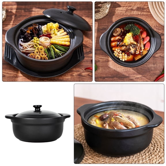 RENACLIPY Black Ceramic Casserole Pot for Home Cooking with Even Heat Distribution and Design
