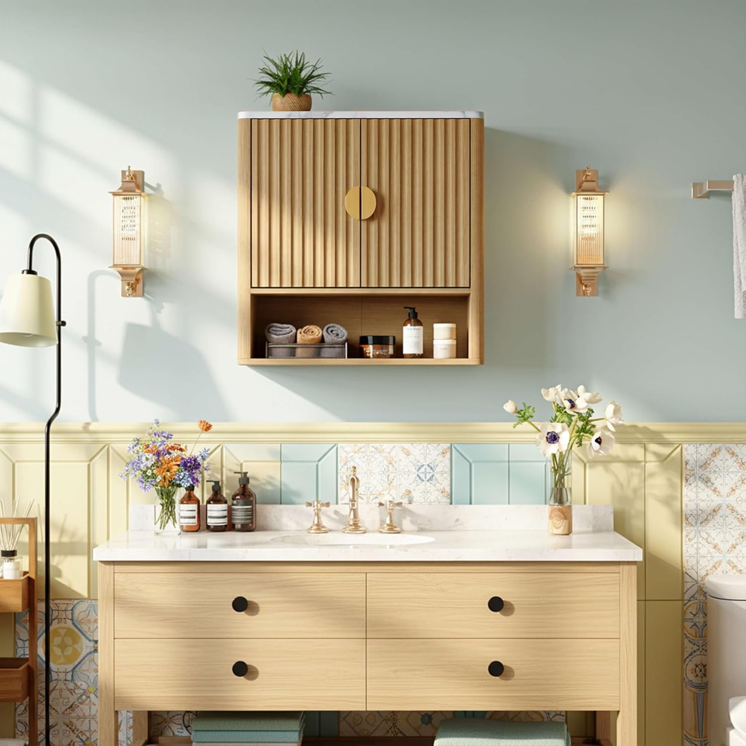 23" Bathroom Wall Cabinets Over The Toilet with Adjustable Shelf,Wall Mounted Storage Cabinet for Laundry Room Kitchen