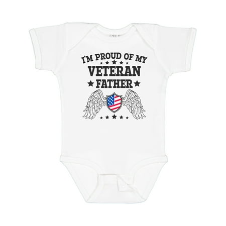 

Inktastic I m Proud of My Veteran Father with Shield Gift Baby Boy or Baby Girl Bodysuit