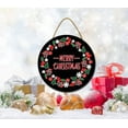 thumbnail image 2 of Eveokoki 12" Christmas Wooden Hanging Sign Door Decoration Wreath,Rustic Round Door Decor Christmas Welcome Sign Front Door Wreath for Home Indoor Outdoor Farmhouse Wall Window Decoration, 2 of 5