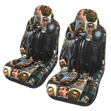 Skibidi Toilet Car Seat Cover Front Seats Full Set of 2 Vehicle Seat Protector Fit Cars, Sedan, Truck, SUV, Van