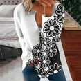 thumbnail image 3 of QUYUON Women Long Sleeve Sweatshirts Deals Half Zip Sweatshirts Women Floral Printed Casual Crew Neck Long Sleeve Shirts Quarter Zip Pullover Tops Soft Lightweight Sweatshirts White-V S, 3 of 5