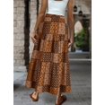 thumbnail image 2 of Women's Skirt, Elastic Waist Tiered A-Line Midi Skirt, Fitted Flared Bottoms for Commute and Daily Wear, 2 of 5