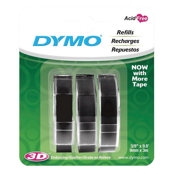 Esselte Dymo  Labeling Tape, Black Glossy, 2 ea