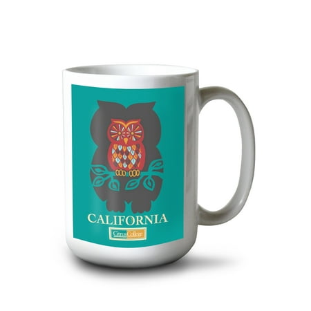 

15 fl oz Ceramic Mug Glendora California Citrus College Retro Owl Contour Artwork Dishwasher & Microwave Safe