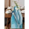 thumbnail image 4 of Marble Blue Teal Table Runner 120 Inches, Watercolor Modern Abstract Art Bed Runner Dresser Scarves Tabletop for Indoor Outdoor Parties/Ceremony/Banquet, 13"x 120", 4 of 8
