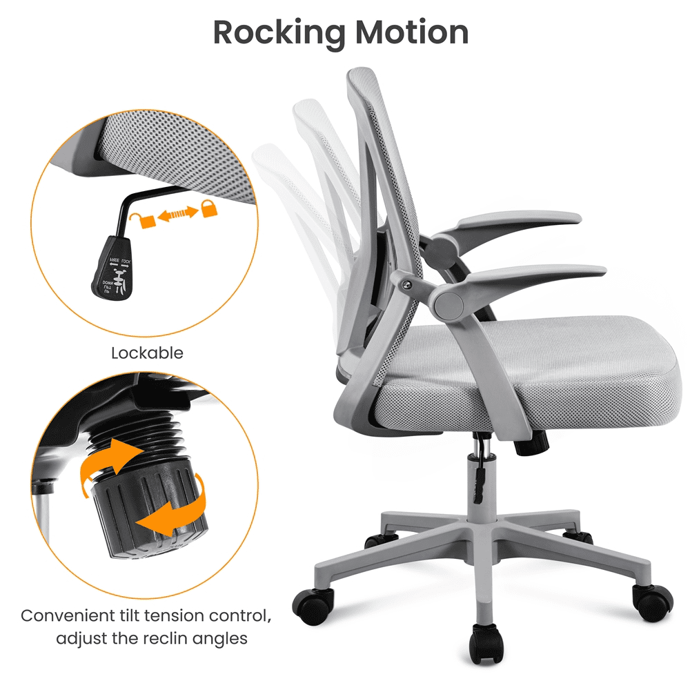 Alden Design Adult Adjustable Ergonomic Mesh Office Chair for Home Office, Gray