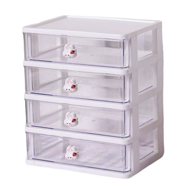 Organizadores de cajones de escritorio, Caja organizadora de mesa de oficina, Cajas de almacenamiento de escritorio, 4 Cajones Blanco