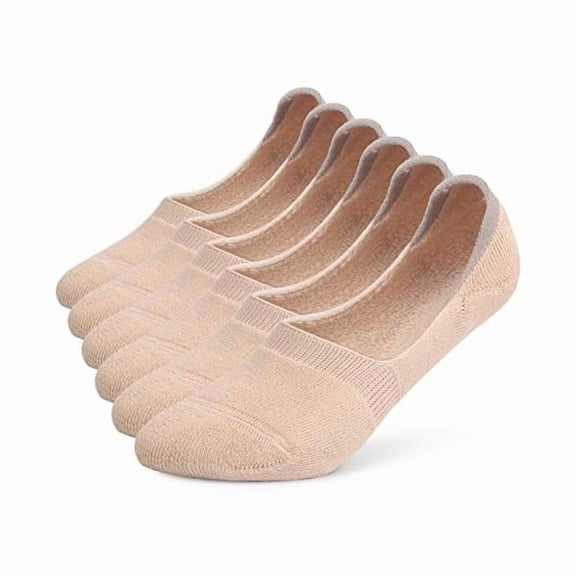 Eryueer 6 Pairs Unisex Thick Cushion Athletic Cotton Non Slip Low Cut Flat Liner No Show Socks