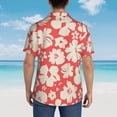 thumbnail image 6 of Balery Beige Flowers Print Men's Hawaiian Shirts Short Sleeve Beach Shirt Relaxed Fit Vacation Button Down Shirts-X-Large, 6 of 9