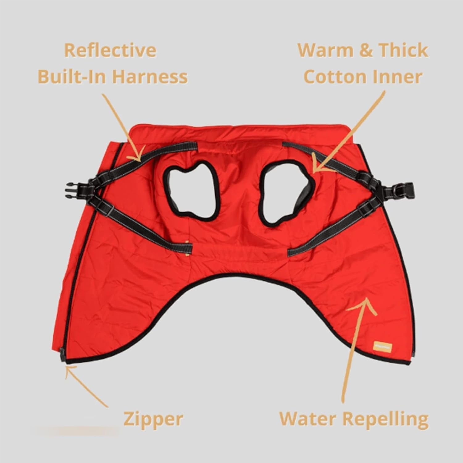 Waterproof Winter Jacket with Built-in Harness,Fleece Dog Vest,Waterproof Windproof Winter Warm Coats Jacket for All Dogs/Cats