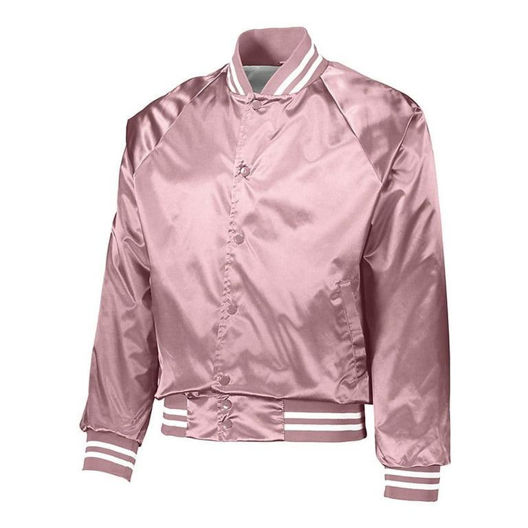 Pink satin sale baseball jacket