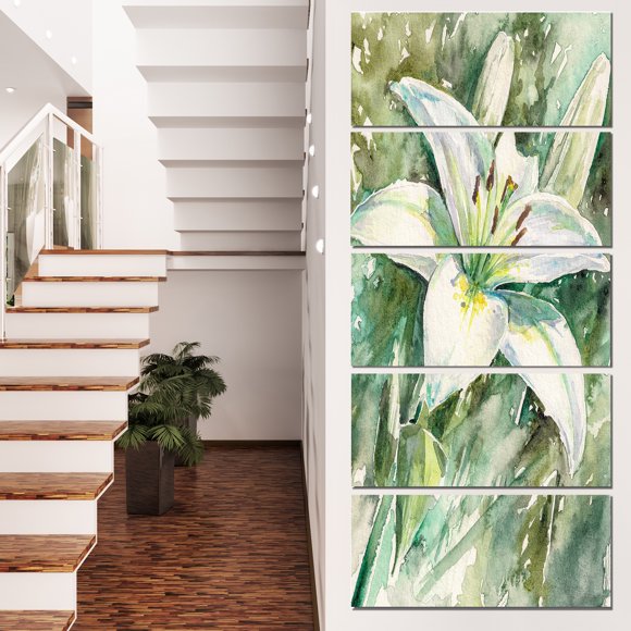 Large White Lily Painting - Floral Canvas Art print