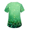 thumbnail image 3 of Nurse Uniforms for Women Summer Irish Shamrock Printed V Neck Breathable Scrub Tops Short Sleeve Professionals Soft Stretch St. Patrick's Day T-Shirts with Pockets ( green), 3 of 4