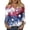 Blue, variant on 250 Anniversary American Flag 3/4 Sleeve V Neck Tops for Women 4th of July Independence Memorial Day Baggy Tee Summer Patriotic Tops