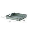 thumbnail image 3 of Benjara Benzara Square Galvanized Metal Tray With Handle- Gray, 3 of 4