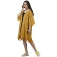 thumbnail image 4 of Moomaya Front Open Printed Shrug 3/4 Sleeve Georgette Beach Cover Up For Women, 4 of 6