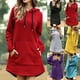 thumbnail image 2 of Nuevo otoño sudaderas largas de las mujeres vestidos Casual bolsillo de manga larga sudaderas con capucha suelta de gran tamaño jersey sudadera con capucha vestidopangjing, 2 of 3